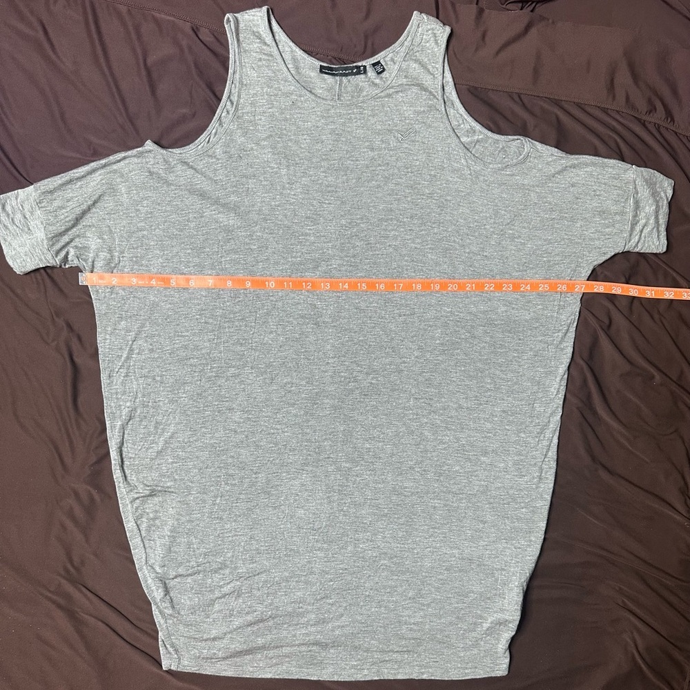 William Rast Gray Sleeveless Women's Cold Shoulder Shirt Dress - Picture 5 of 9